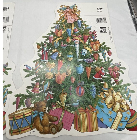 Vintage 2 Paper Magic Group Christmas Tree Bear Gifts Die Cut Decoration 13” - Picture 2 of 15